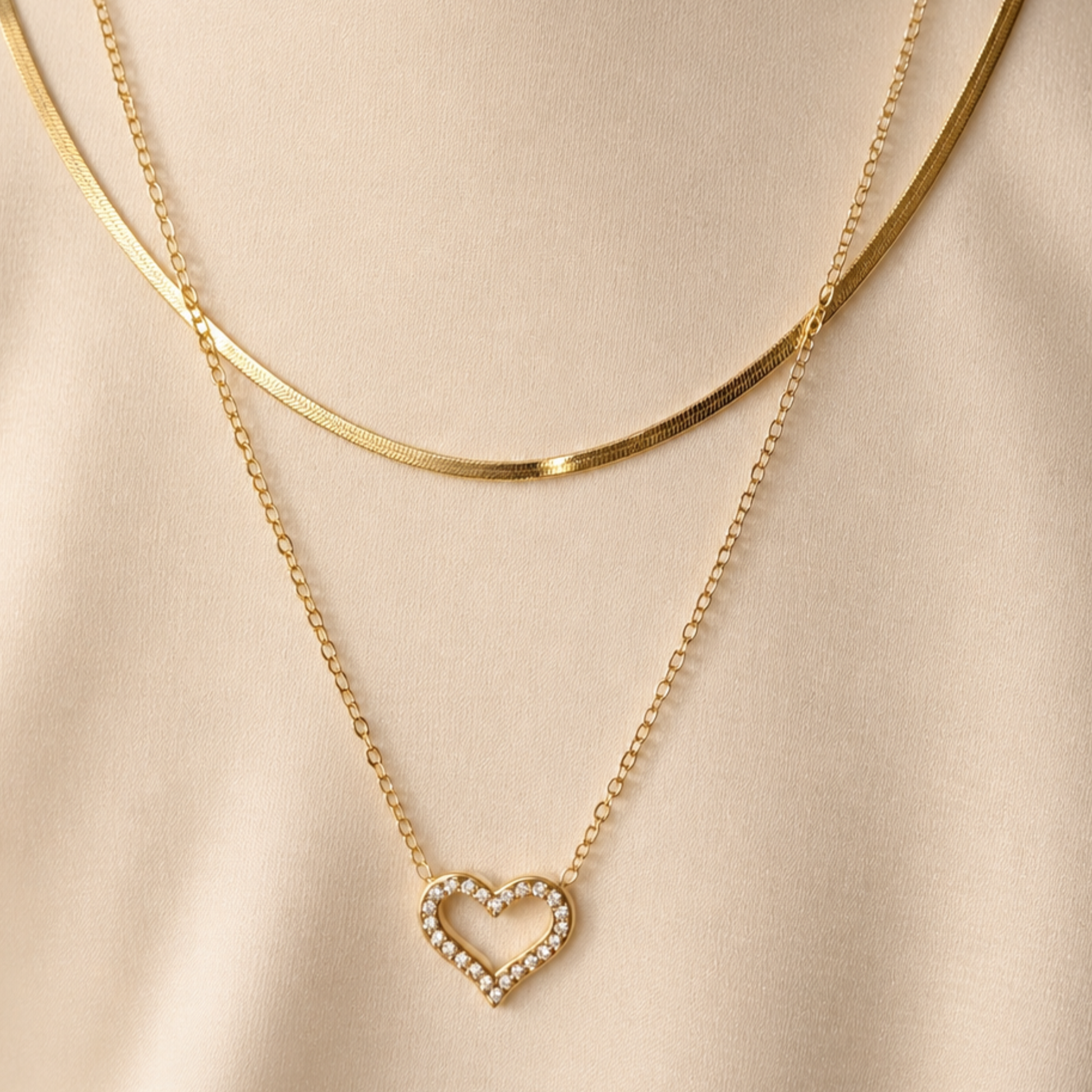 collar cadena amore dúo dorado acero inoxidable joyería premium minimalista mujer Ecuador GLOWCHIC