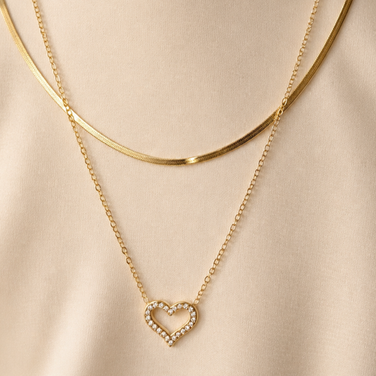 collar cadena amore dúo dorado acero inoxidable joyería premium minimalista mujer Ecuador GLOWCHIC