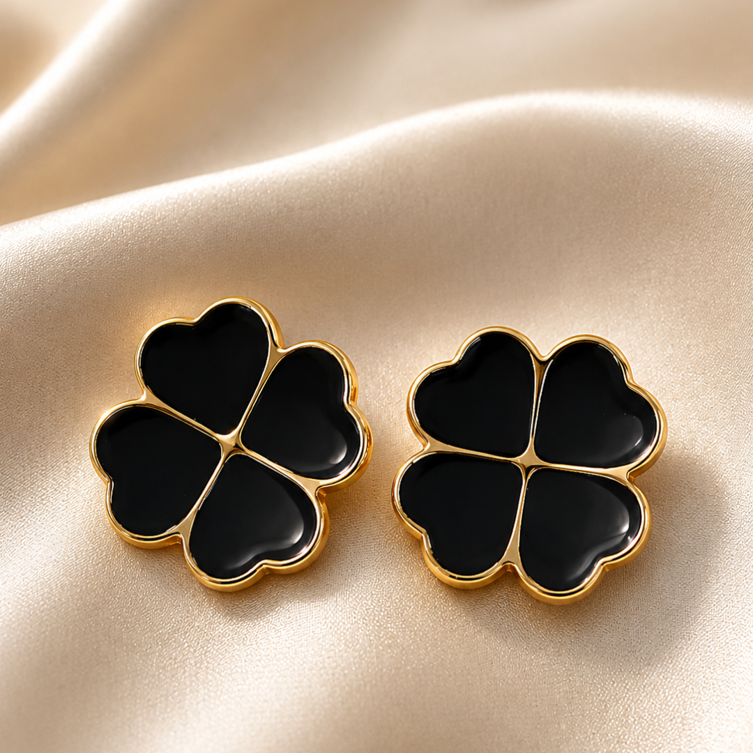 aretes aretes zia black dorado acero inoxidable joyería premium minimalista mujer Ecuador GLOWCHIC